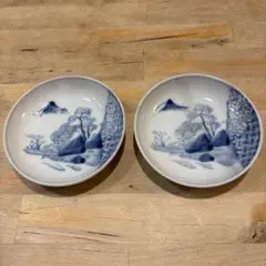 江戸時代 染付山水図 有田焼 古伊万里 ２個セット