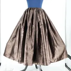 【美品 フラダンス衣装】ブラウン パウスカート ハワイアン アロハ シングル