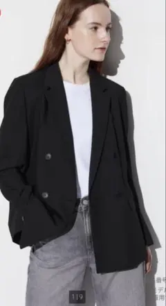 ユニクロ　ダブルジャケット　黒　465473