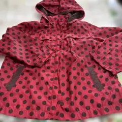 水玉模様フード付きナイロンパーカー