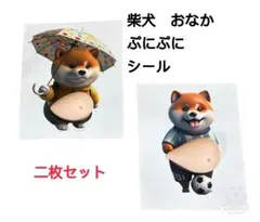 柴犬　お腹　おなか　ぷにぷに シール スティッカー　2個セット　傘　サッカー
