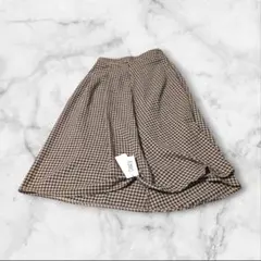 【新品タグ付】 千鳥格子 フレアスカート L ミモレ丈 上品 韓国