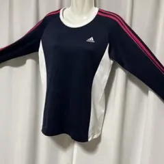 adidas 長袖スポーツウェア ネイビー/ホワイト/ピンク