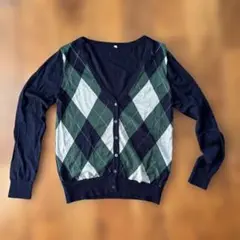 MUJIアーガイル柄 長袖カーディガン Mサイズ