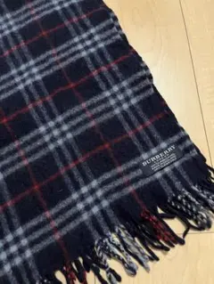 버버리 머플러 램 울 100% 네이비 노바체크 영국제