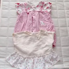 キムラタン　ロンパース　うさぎピンク　トップス70 2枚セット　半袖