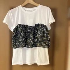 Ray Cassin 花柄シフォンドッキングビスチェ付き白Tシャツ フリーサイズのサムネイル
