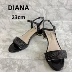 【未使用】ダイアナ アンクルストラップサンダル 23cm グリッター ブラック