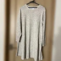 大きいサイズ　レディース　ブラウン系　ニットワンピース　カジュアル　シンプル