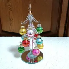 ガラス製　ミニチュアクリスマスツリー カラフルオーナメント