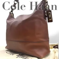 【美品】コールハーン　ショルダーバッグ　オールレザー　ブラウン　肩掛け　大容量