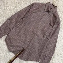 ［美品］Brooks Brothers チェック柄長袖シャツ ボルドー M