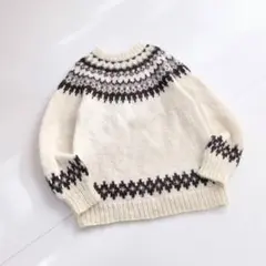 ヴィンテージ ノルディック柄 モノトーン 求心ニット セーター　ブラウン C17
