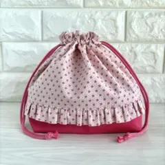 お弁当袋　小花柄　フラワー　ぴんく　ハンドメイド　巾着袋　給食袋　入園入学