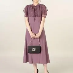 レースボレロ付き パーティードレス パープル レースドレス レッセパッセ ピンクのサムネイル