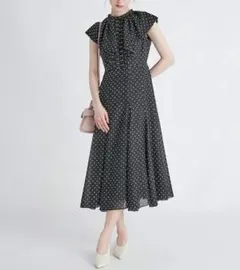 美品✨『CELFORD』セルフォード ドット 柄 フレアカラーワンピース S