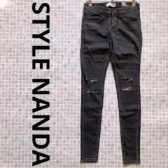【新品】STYLE NANDA　スタイルナンダ　ダメージスキニーデニム　黒　XS
