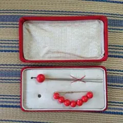 本珊瑚 簪 かんざし 大玉 7連 和装小物 昭和当時 アンティーク