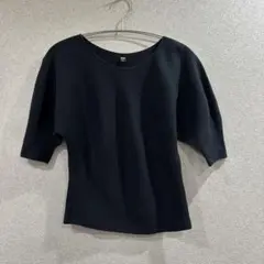 ユニクロ　3Dコットンクルーネックセーター　ブラック　5分袖