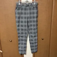 グレー系チェック スリムフィットパンツ LL