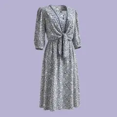 80'sヴィンテージ レトロワンピース ペイズリー 七分袖 used クラシック