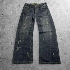 00s archive distressed wide flare denim