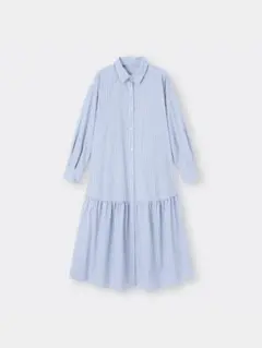 GU ギャザー切り替えシャツワンピース 長袖
