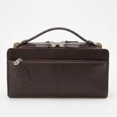 カステルバジャック レザー セカンドバッグ 2ルーム ダークブラウン 茶