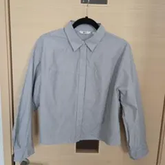 ◆ユニクロ UNIQLO:C◆コットンコクーンシャツ グレー ストライプ L