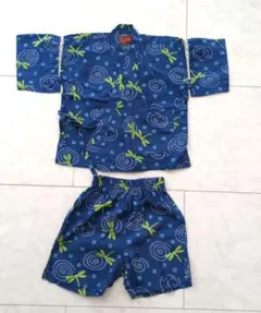 キッズ 甚平 男の子 男児 子ども 90 青 とんぼ
