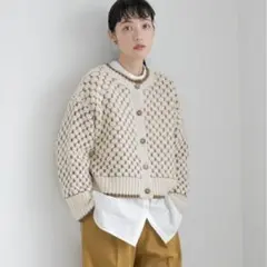 LOWRYS FARM 編み込みニットカーディガン