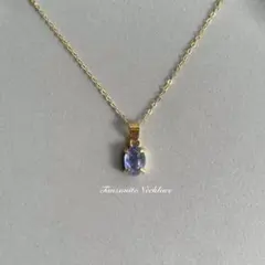 上品♡ タンザナイト　ネックレス　18KGP 天然石　カボション