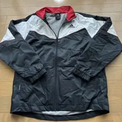 adidas ジップアップジャケット 黒/白/赤