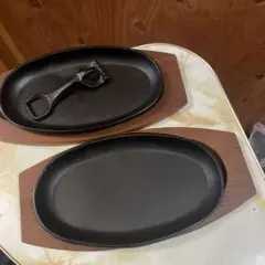 ma22ma　南部鉄器 ステーキ皿 3枚セット 木台付き 盛栄堂 ma22ma様専用 南部鉄器 ステーキ皿 3枚セット 木台付き 盛栄堂 - メルカリ
