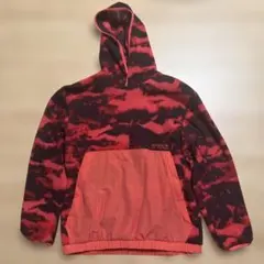 adidas フリースパーカー 赤黒