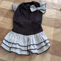犬服 紺とストライプ ワンピース　2度着用