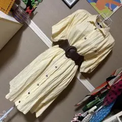 レトロ古着 シワ加工 半袖 シャツワンピース ヴィンテージ 古着