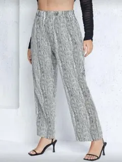 ストライプ ワイドパンツ XL