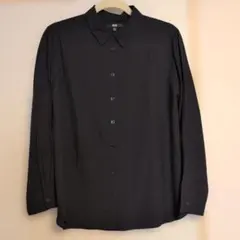 【UNIQLO】 レーヨン混 ブラック長袖シャツ 　　　　　　XL