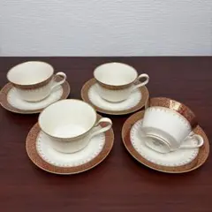 Noritake Ivory China カップ ソーサー4客 金彩 赤