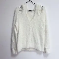 GU rokh コラボ カットアウトカーディガン 白 XL 美品