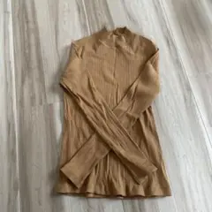 UNIQLO ベージュ リブニット 長袖 モックネック