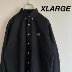 XLARGE エクストララージ シャツ 刺繍ロゴ ゴリラ 肉厚コットン 黒