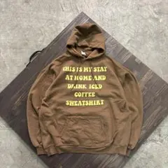 7AS7 Hanes フロントプリントパーカー　ブラウン　XL 古着used