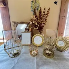 ゴールドフレームフォトフレームとミラーセット【値下げしました】ウェルカムスペース