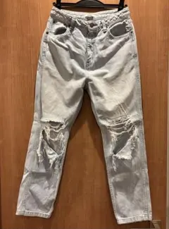 snidel ダメージ加工ライトブルーデニムパンツ