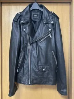 ZARA ザラ ラム　レザー ライダース　ジャケット 羊革 黒　44