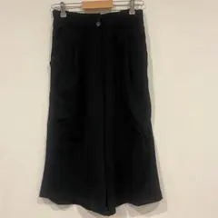 【レトロガール】ワイドパンツ　ガウチョパンツ　ブラック　M クロップド丈