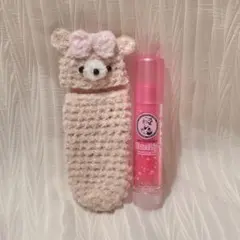 リップケース＊もこもこくまさん【ベージュ】＊かぎ針編み＊ハンドメイド