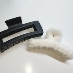 ヘアバンズ ヘアクリップ もふもふ ブラック 大きめ ホワイト 白 黒